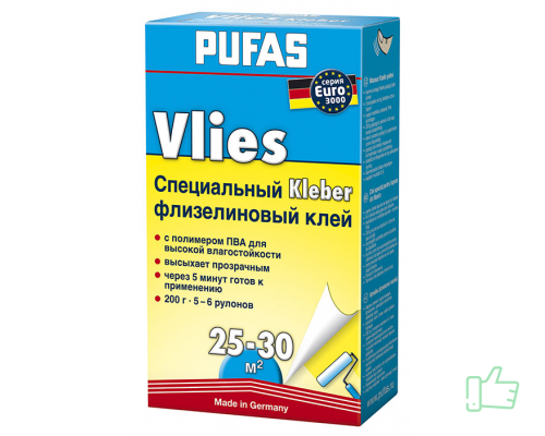 Обойный клей Pufas EURO 3000 Vlies Специальный флизелиновый 200 г