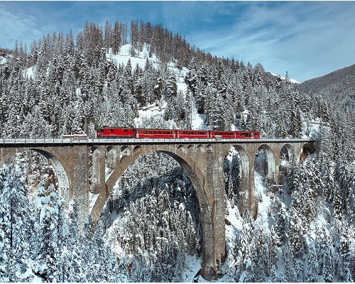 Фотообои C1-377 Divino Красный поезд, 3 м х 2.38 м