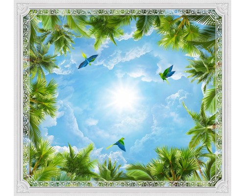 Фотообои Z-113 Divino Зеленые попугаи в небе 300х270 см