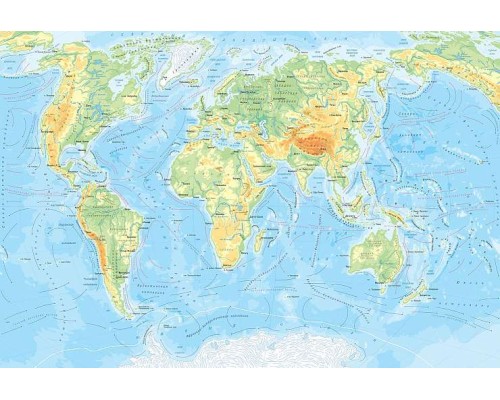 Фотообои L-082 Divino Физическая карта мира, 4 м х 2.7 м